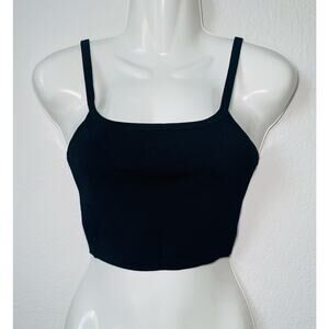 Rachel Comey LUX Black Crop Top Square Neckline w/ Laser Cut Accents Size Med